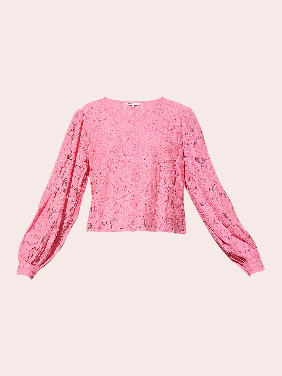 Pink Puff Sleeved Lace Top