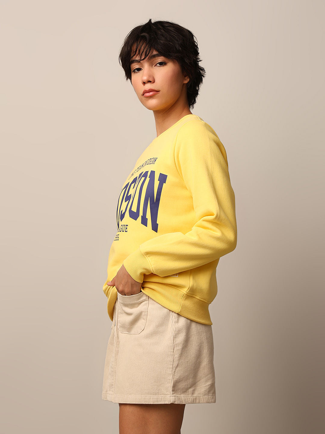 Yellow Printed Sweatshirt