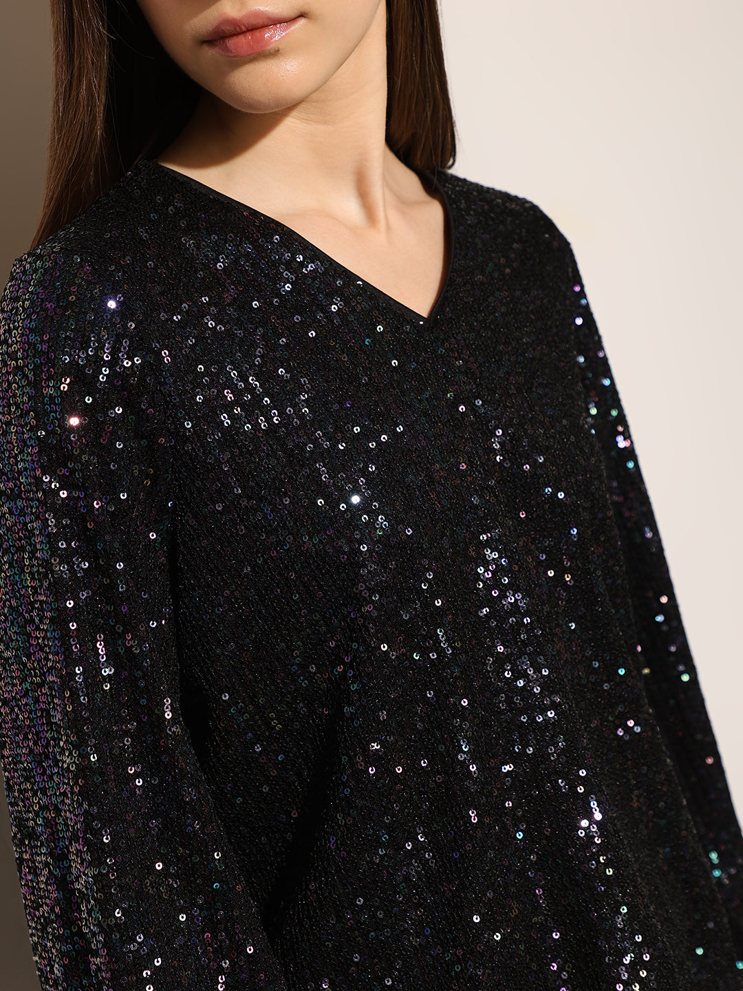 Black Sequined Top
