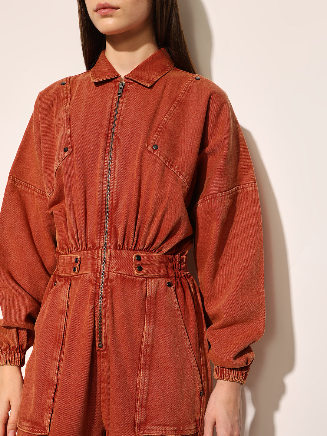 Rust Red Cargo Jumpsuit