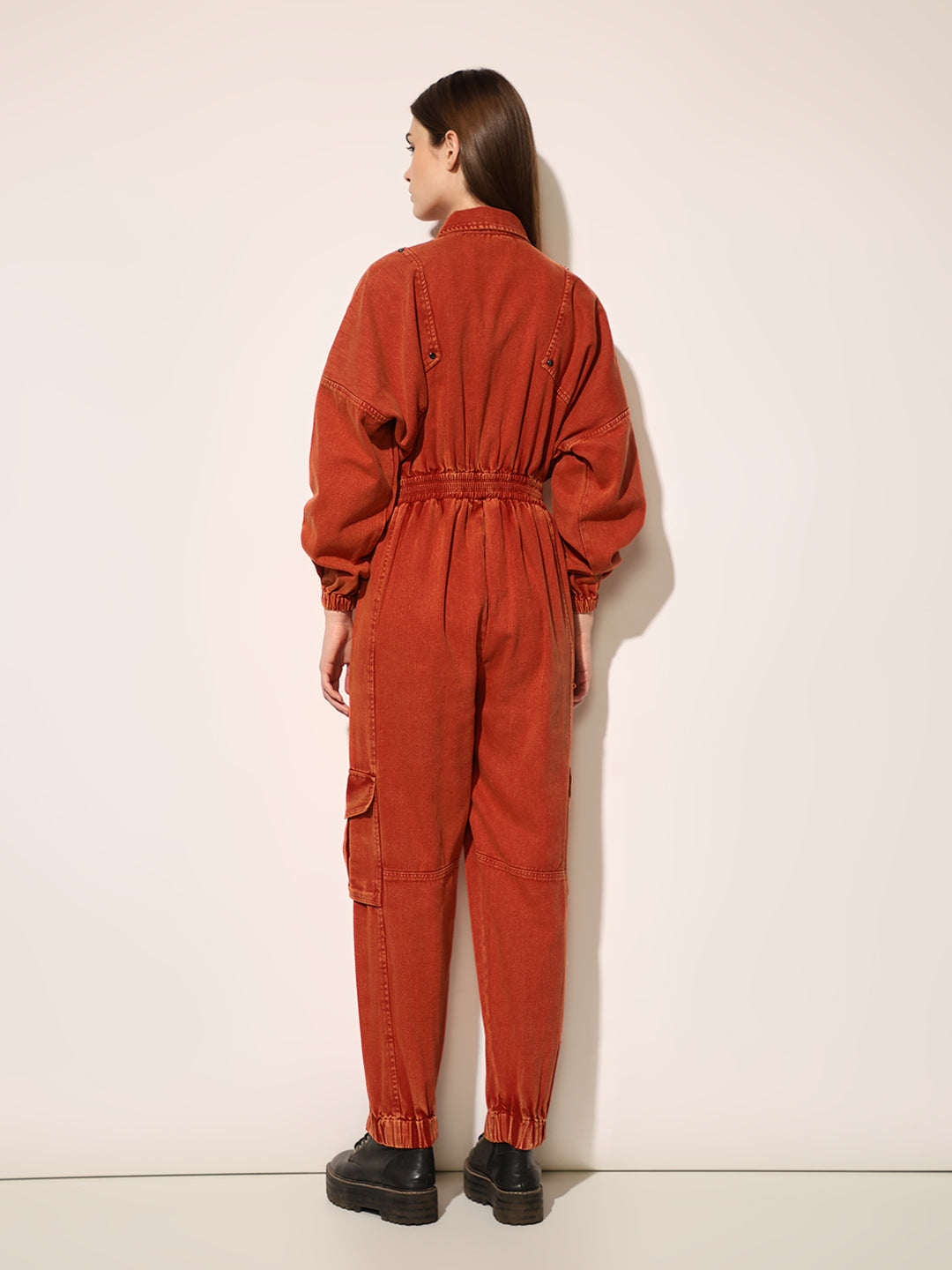 Rust Red Cargo Jumpsuit