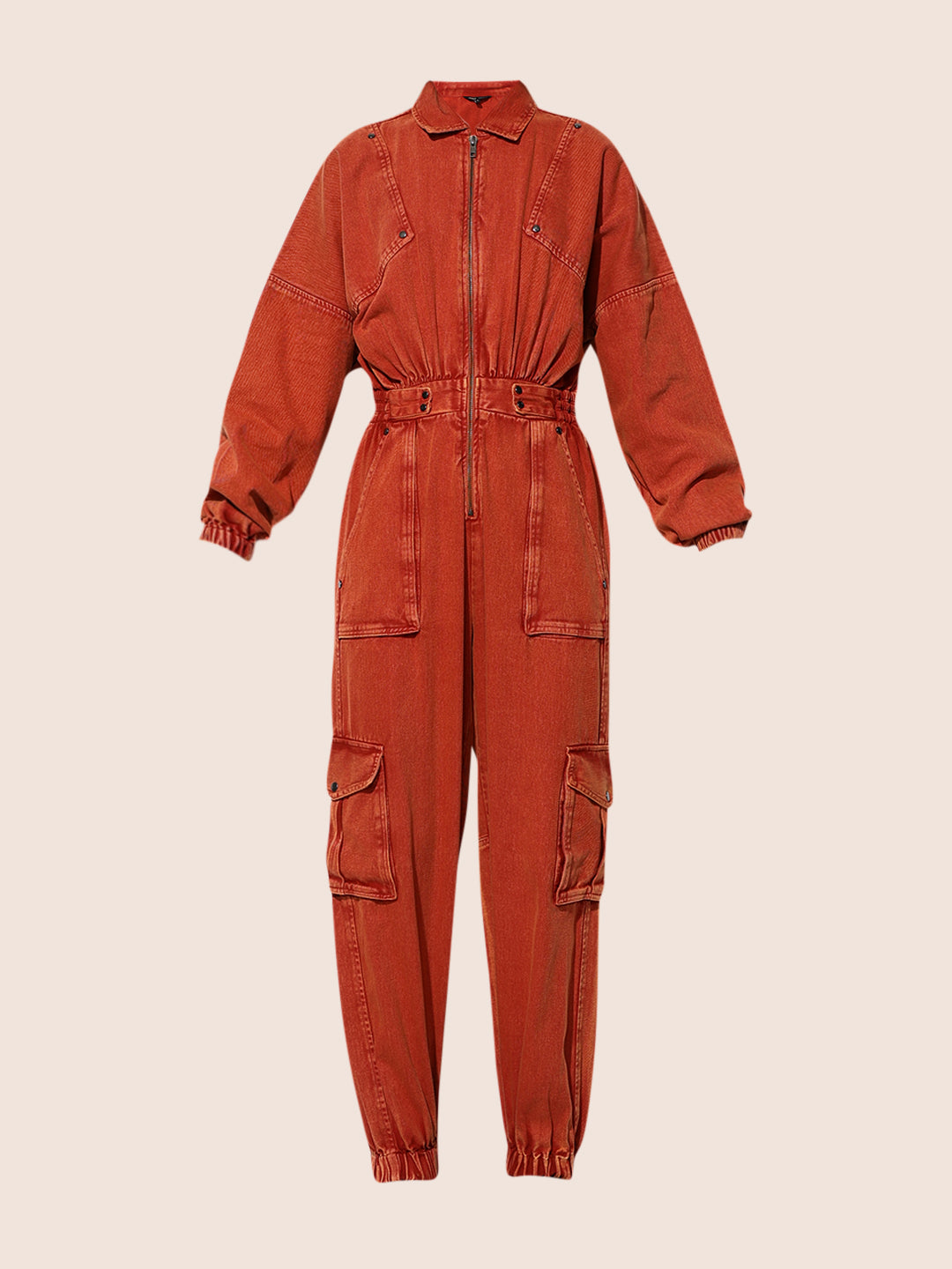 Rust Red Cargo Jumpsuit