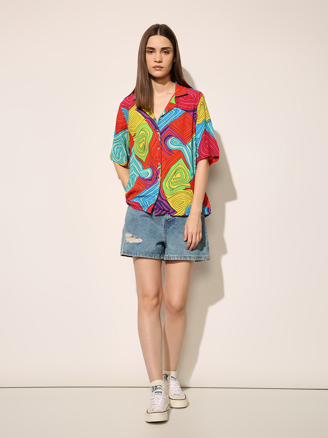 Red Printed Viscose Shirt