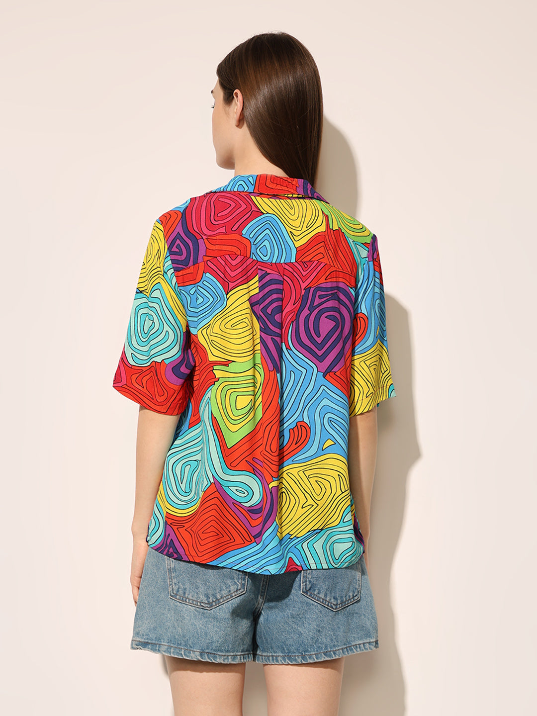 Red Printed Viscose Shirt