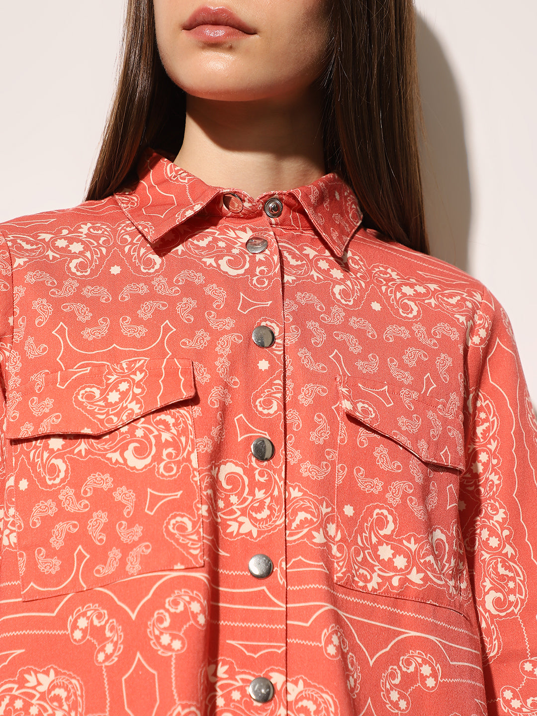 Light Red Paisley Printed Shirt
