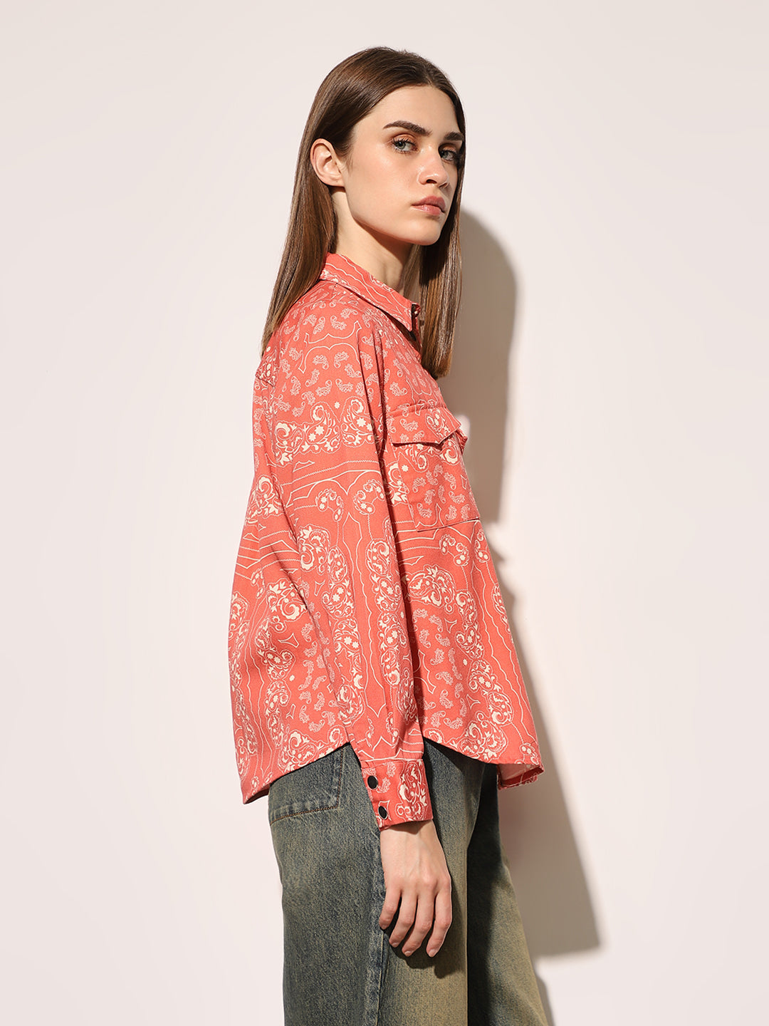 Light Red Paisley Printed Shirt