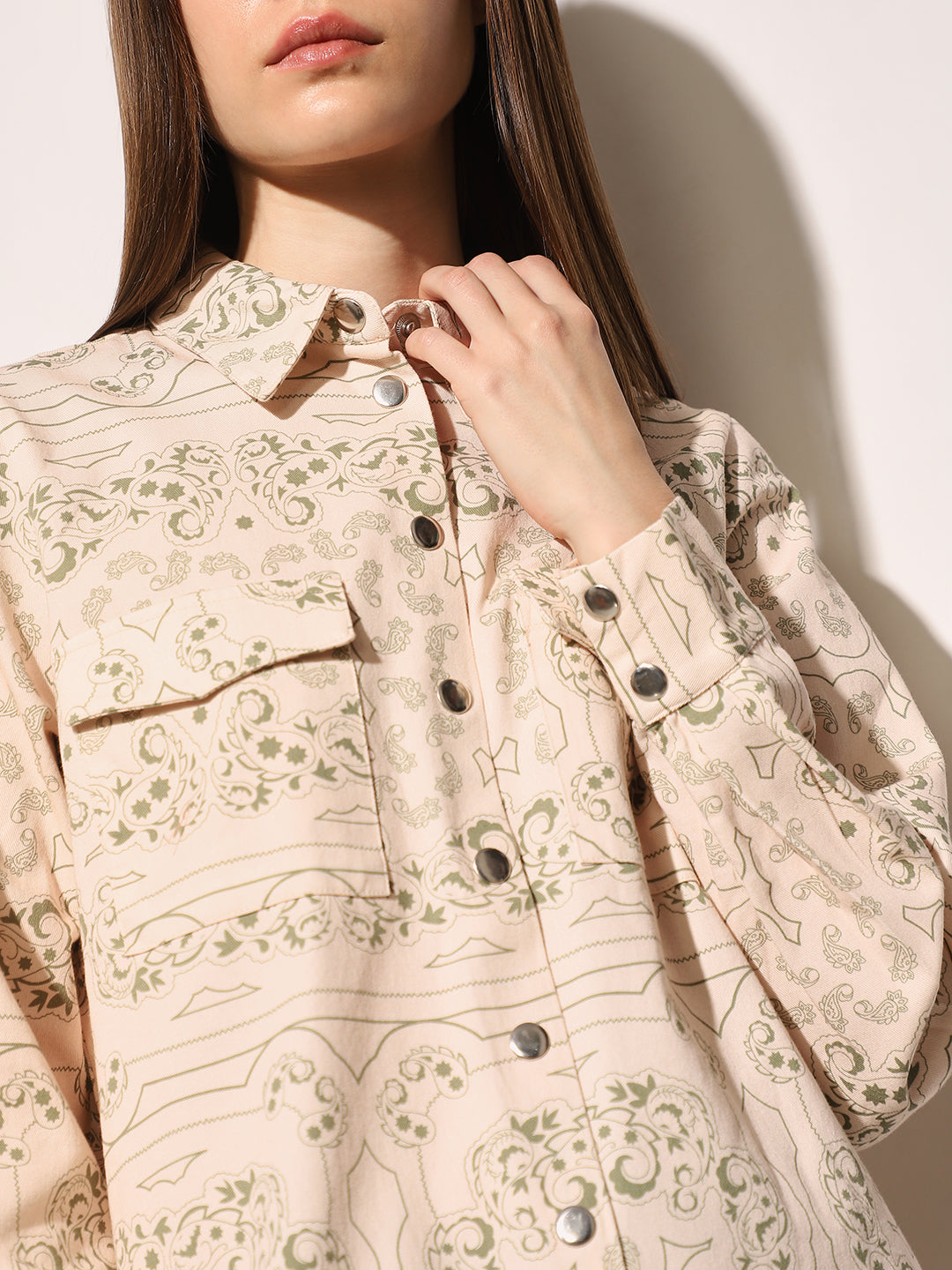 White Paisley Printed Shirt