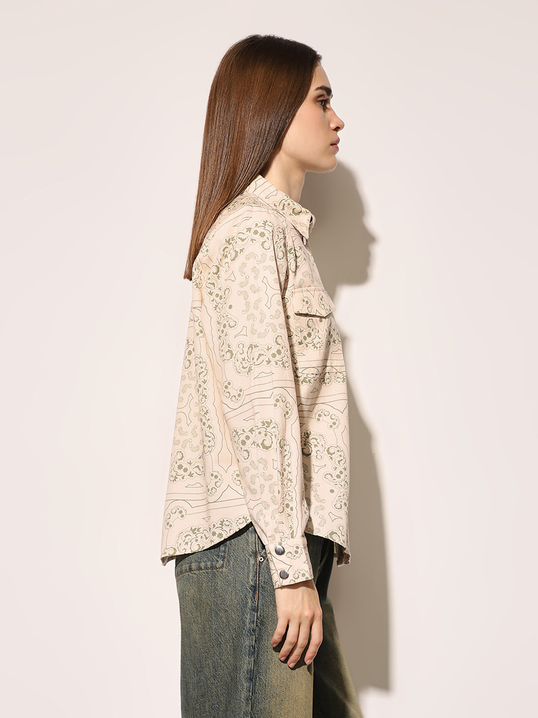 White Paisley Printed Shirt
