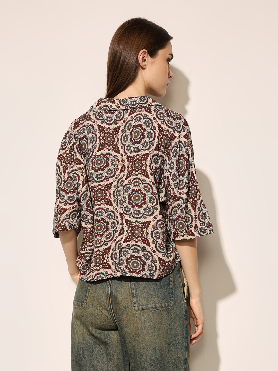Brown Aztec Printed Viscose Shirt