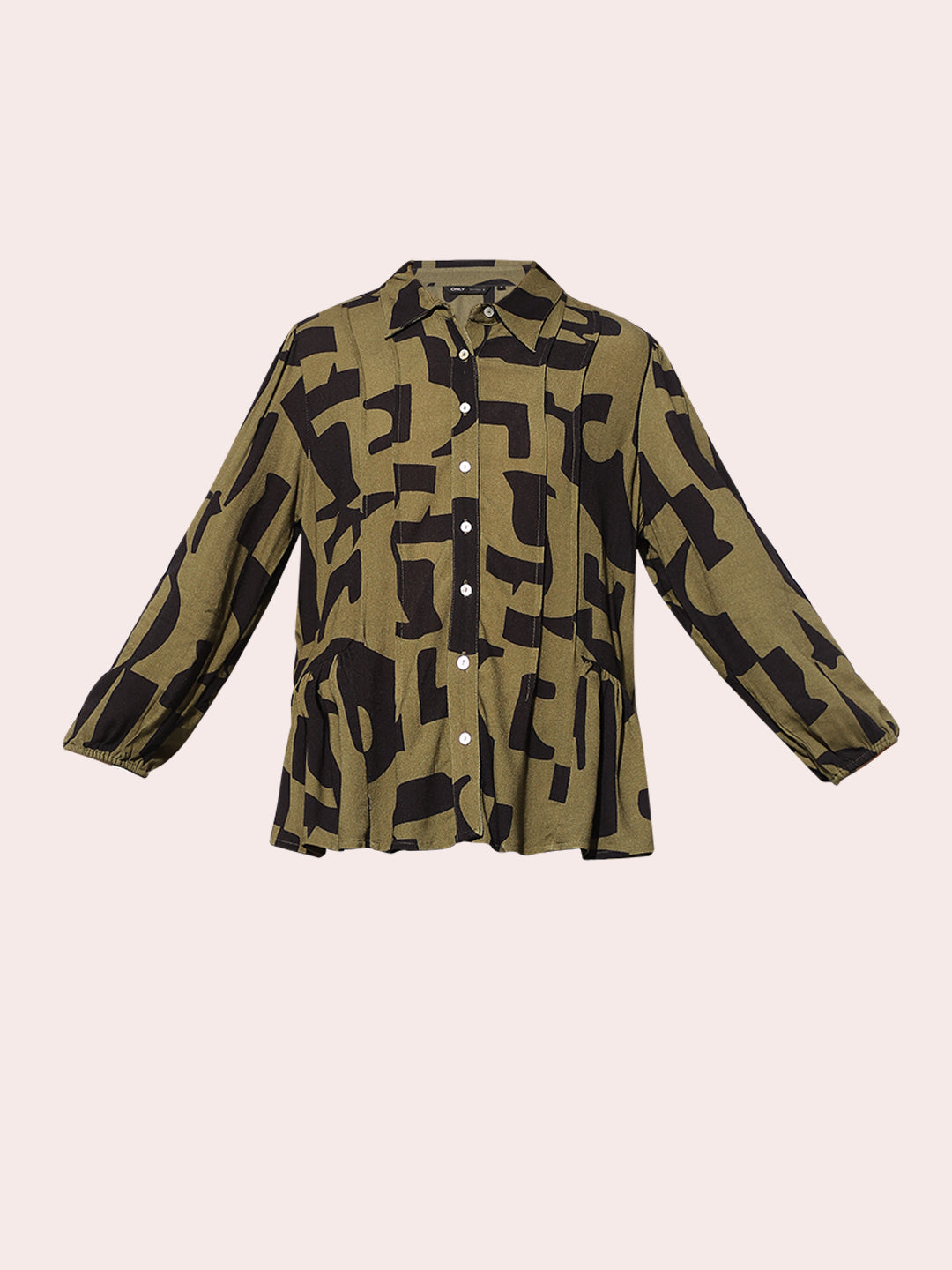 Green Printed Peplum Shirt