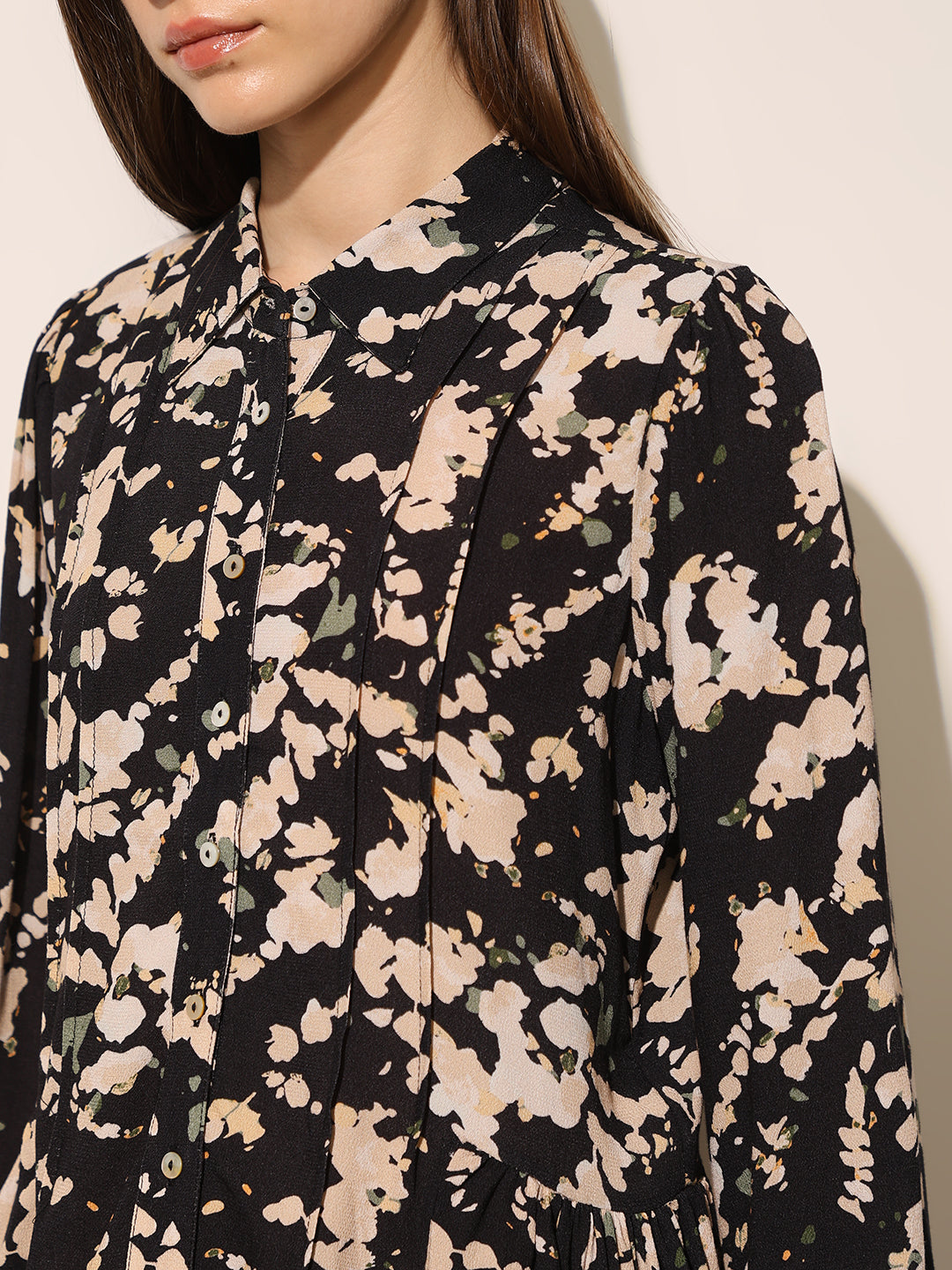 Black Floral Print Shirt