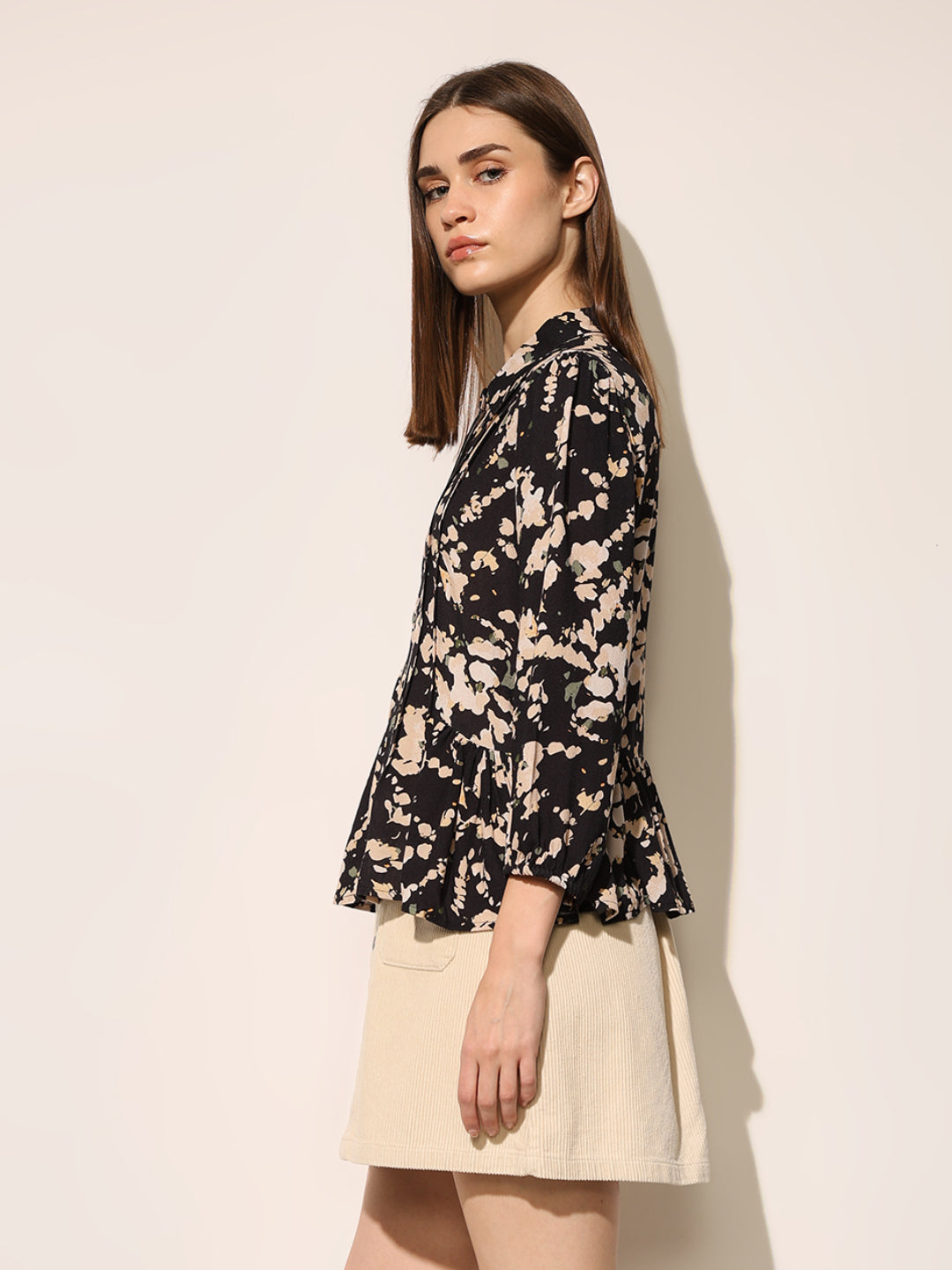 Black Floral Print Shirt