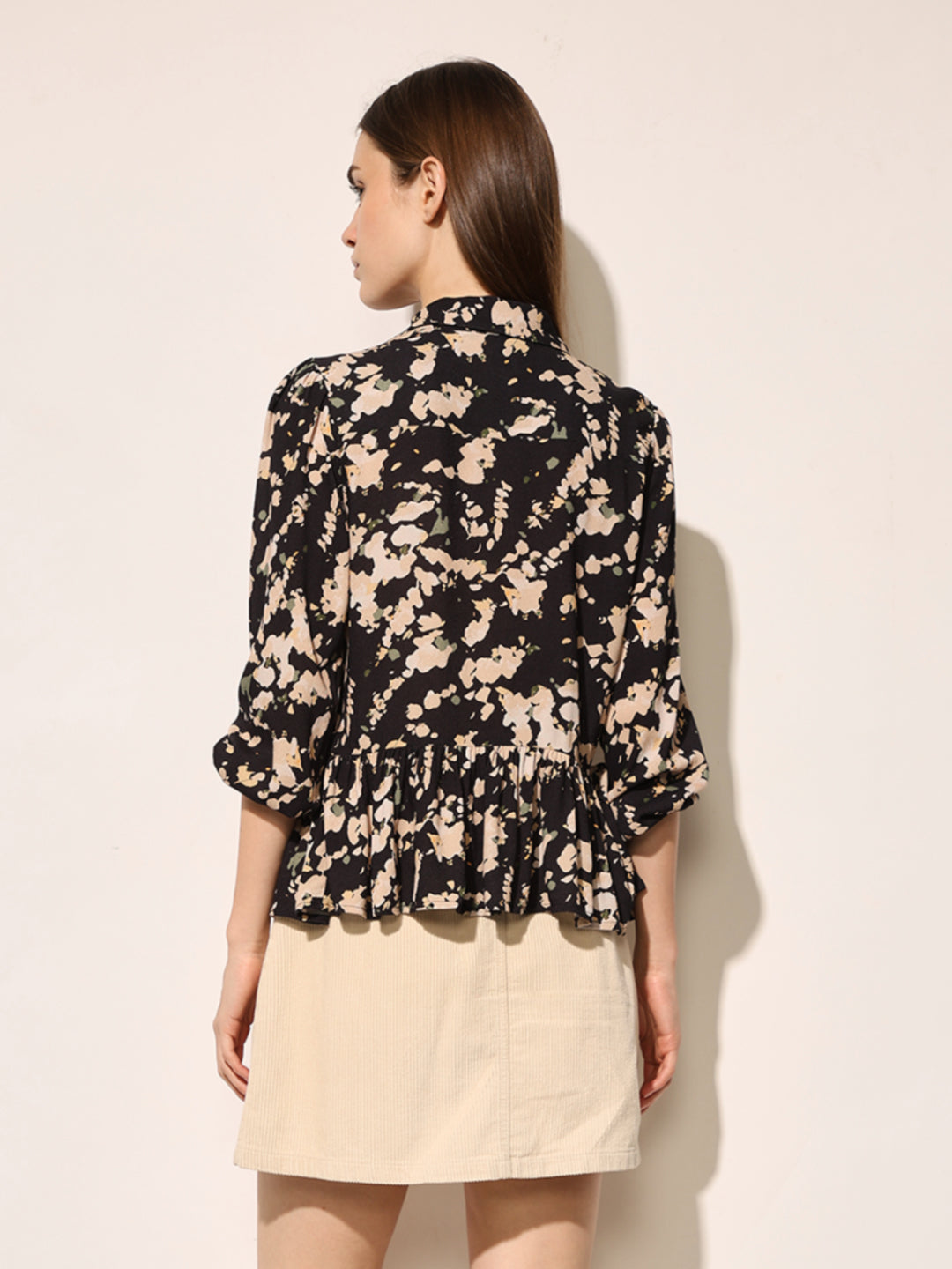 Black Floral Print Shirt