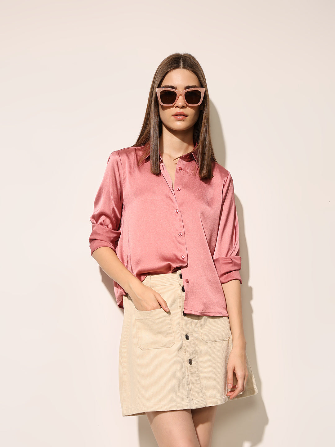 Pink Satin Shirt