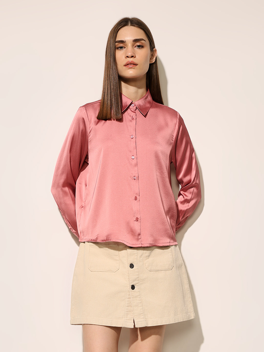 Pink Satin Shirt