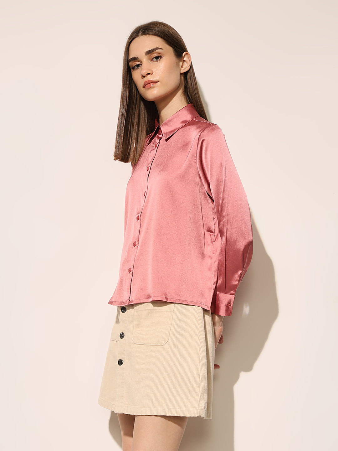 Pink Satin Shirt