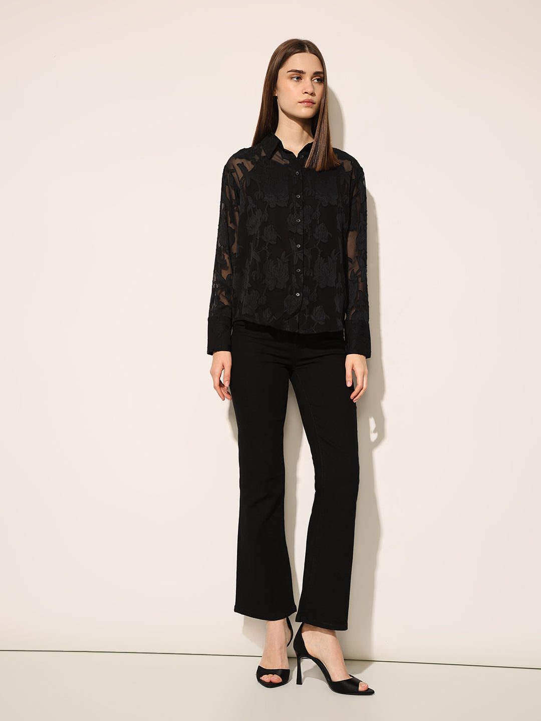 Black Textured Weave Shirt