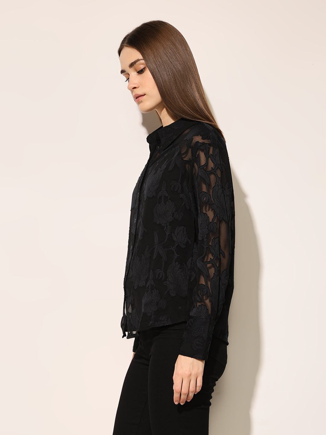 Black Textured Weave Shirt