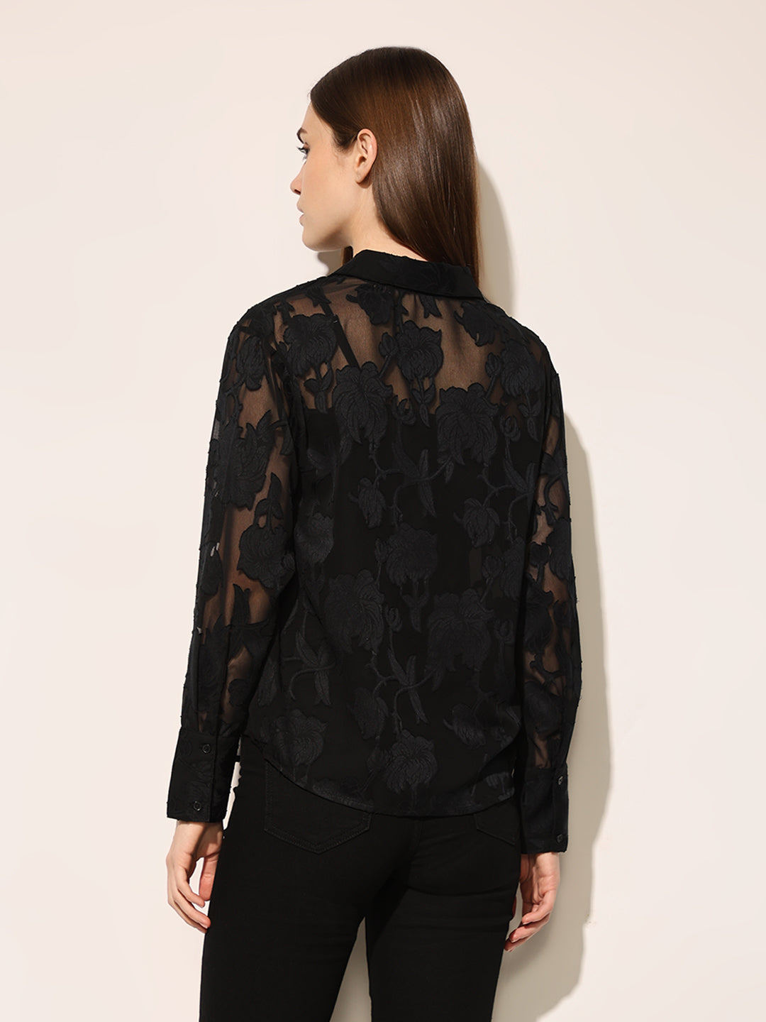 Black Textured Weave Shirt