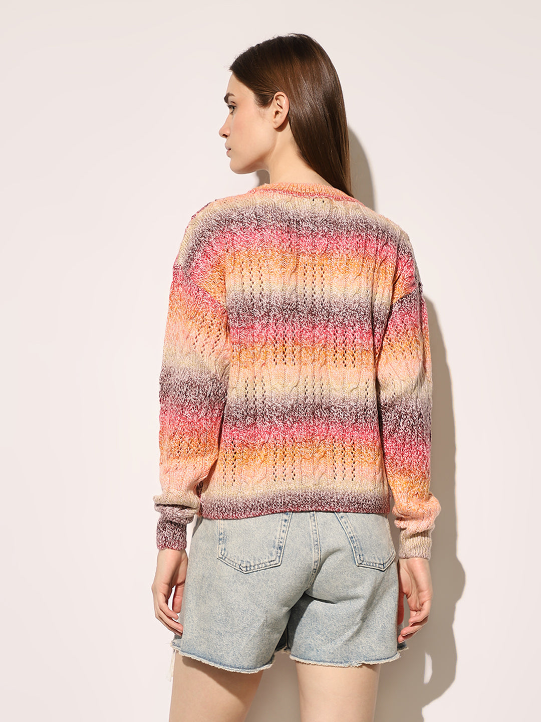Multi-Colour Rib-Knit Pullover