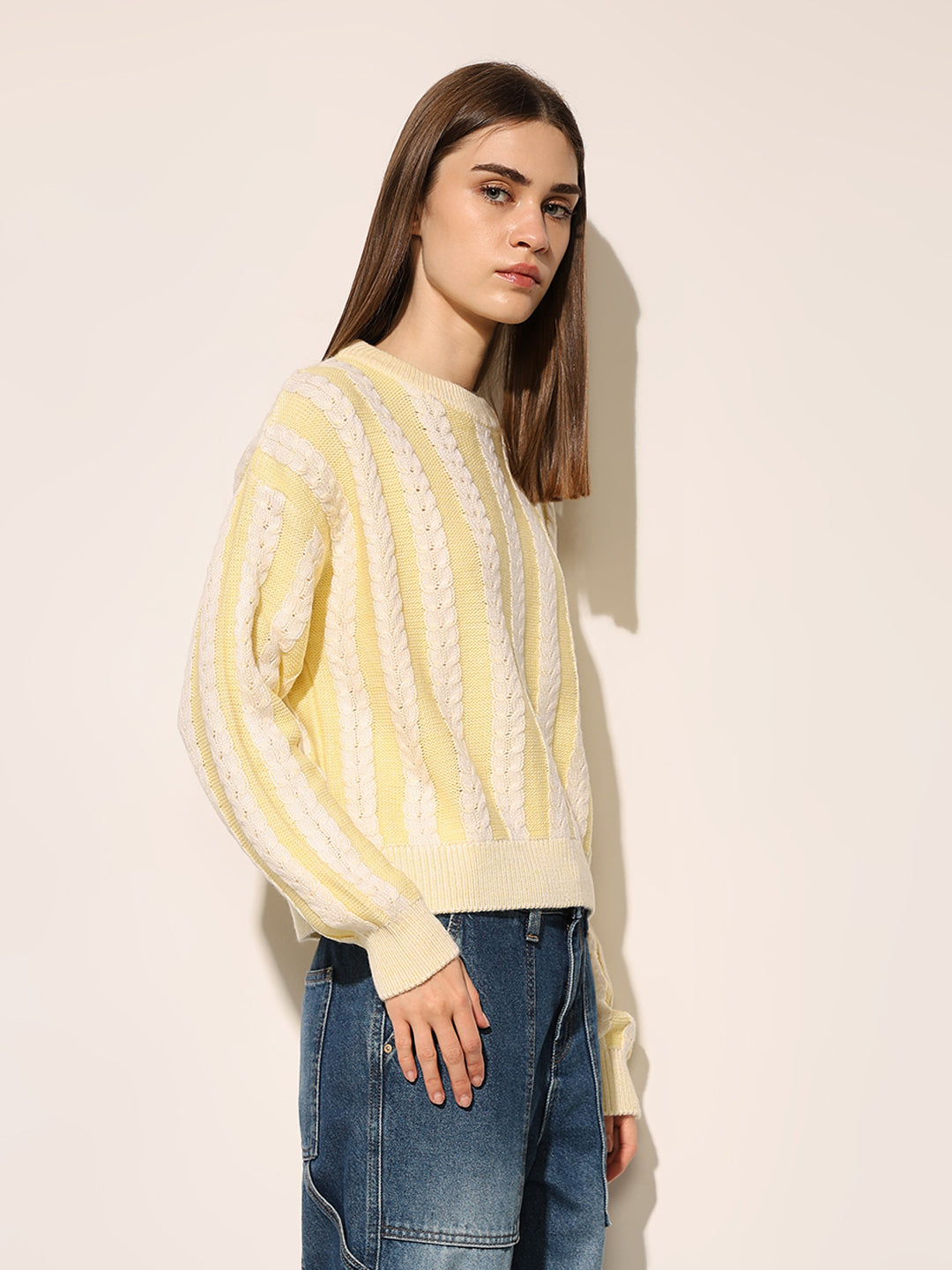 Yellow Rib-Knit Pullover
