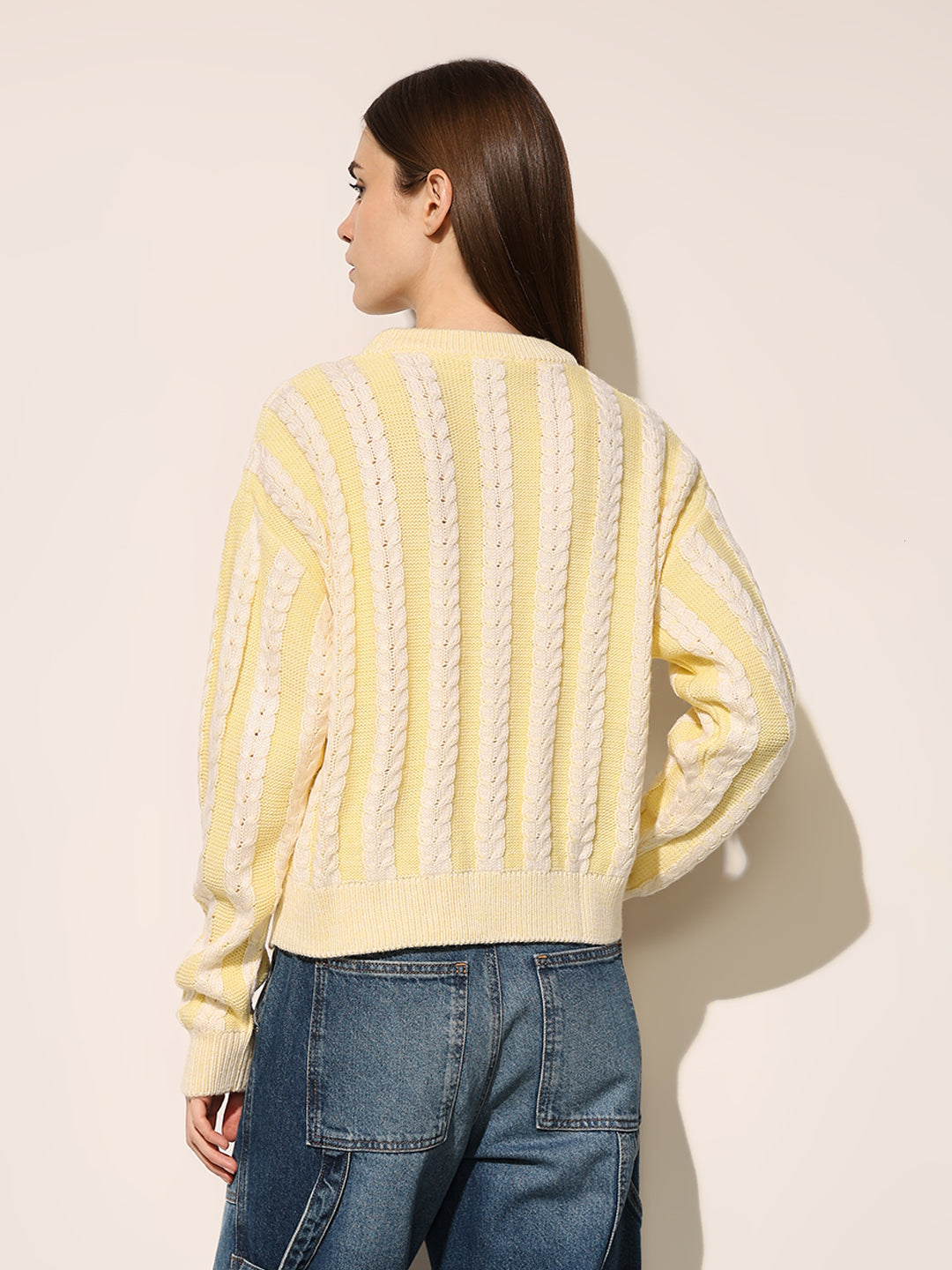 Yellow Rib-Knit Pullover