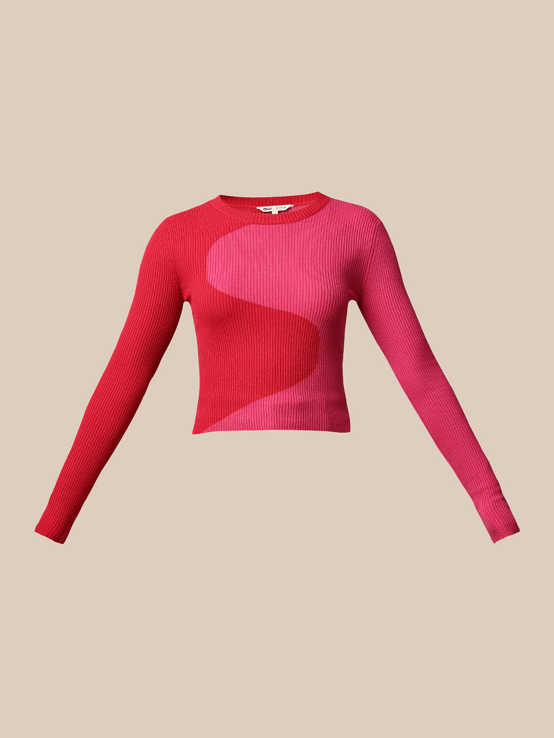 Red Colourblocked Pullover