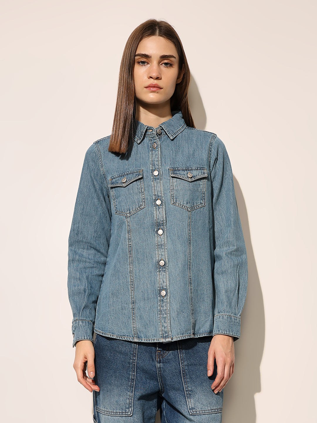 Blue Cotton Denim Shirt