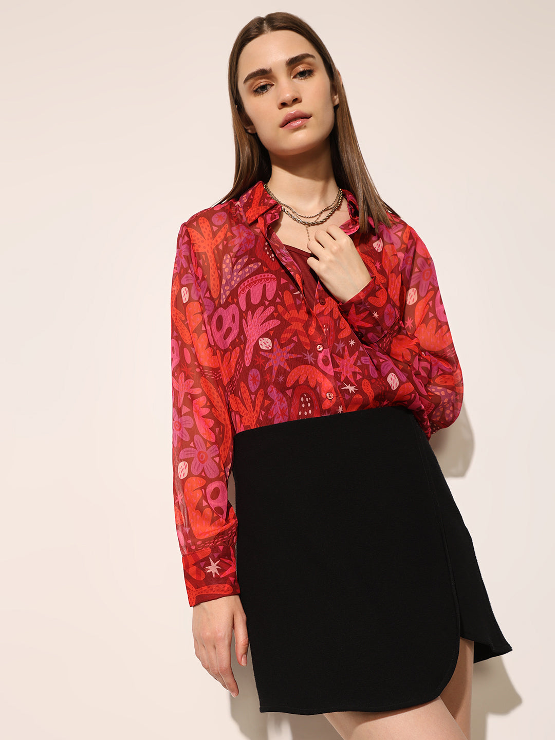 Red Printed Shirt