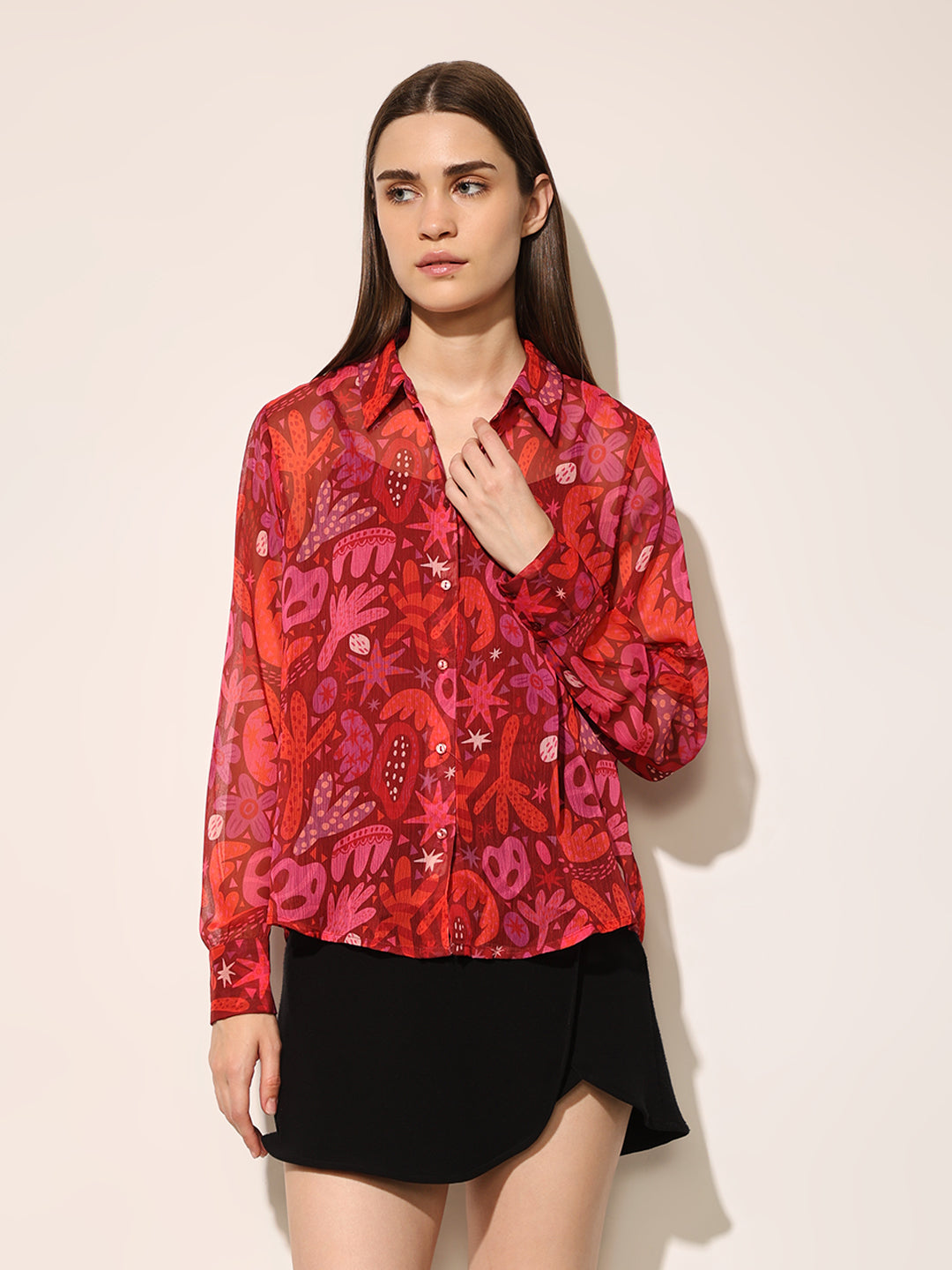 Red Printed Shirt