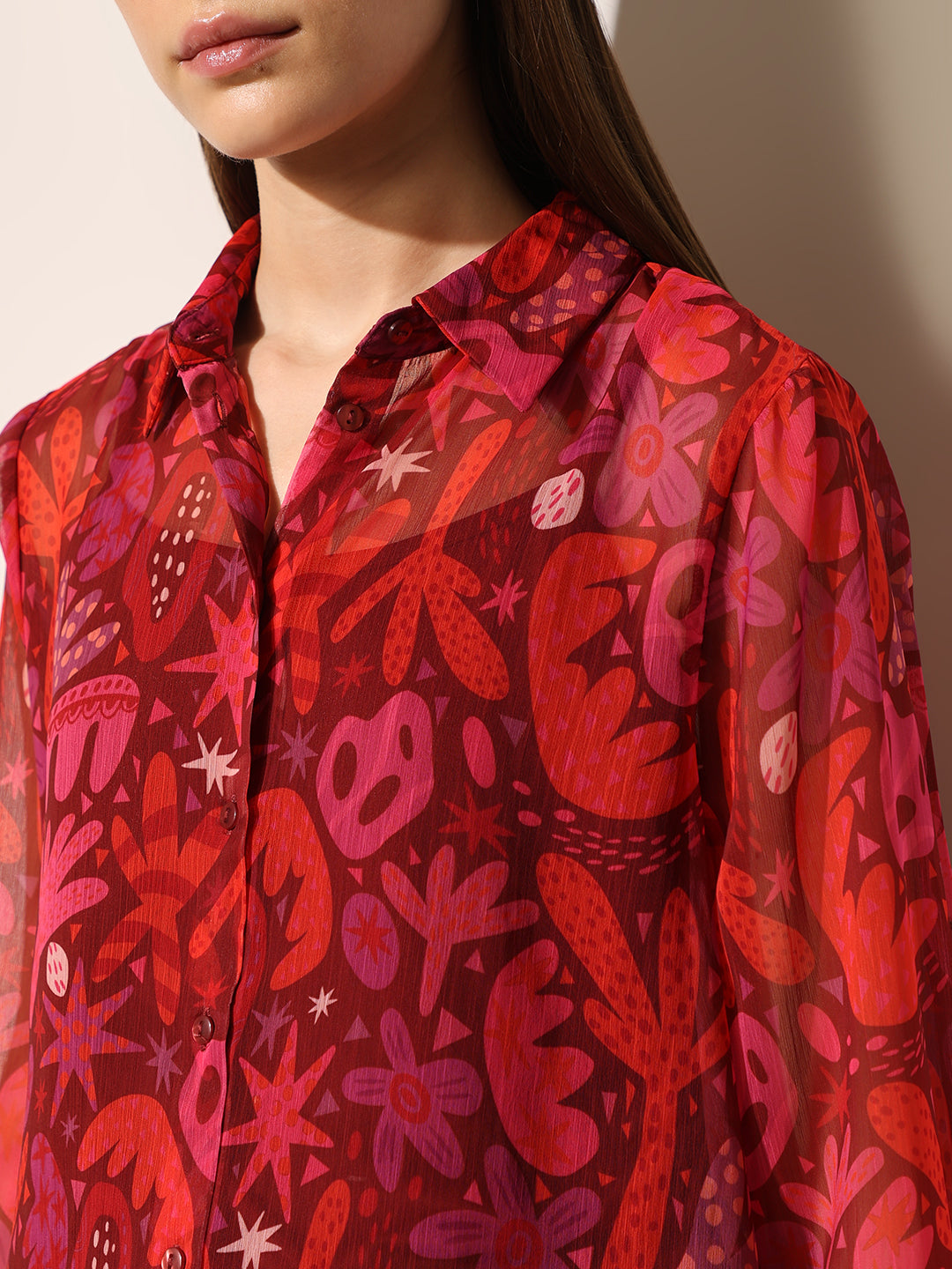 Red Printed Shirt