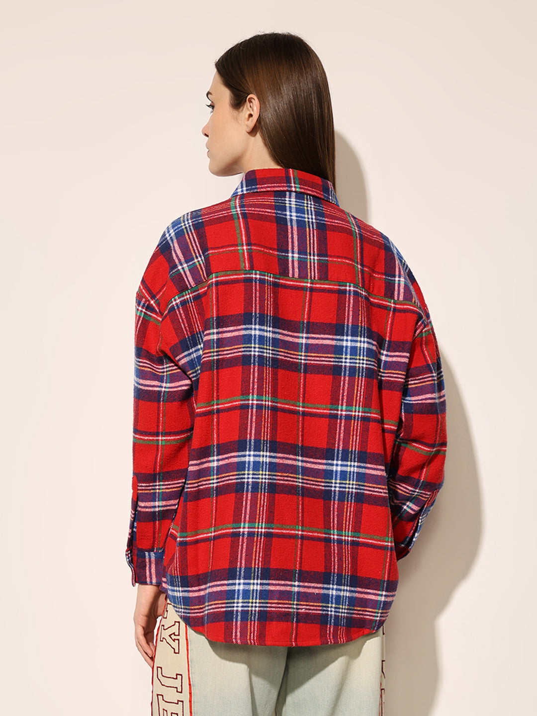 Red Flannel Check Oversized Shirt