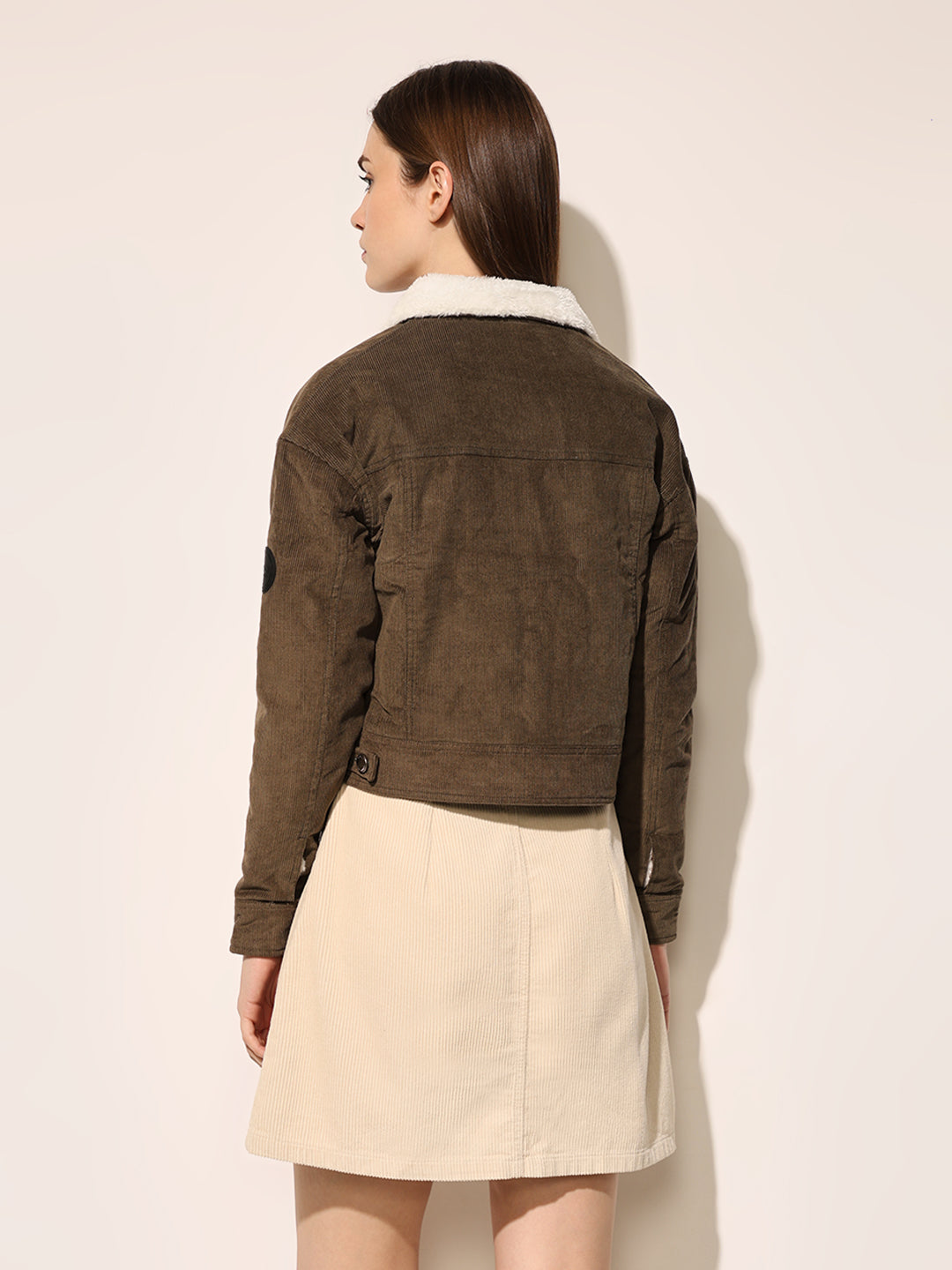 Green Teddy Collar Corduroy Jacket