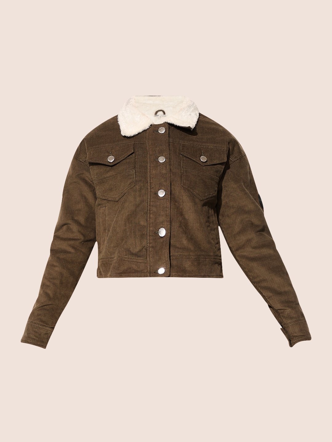 Green Teddy Collar Corduroy Jacket