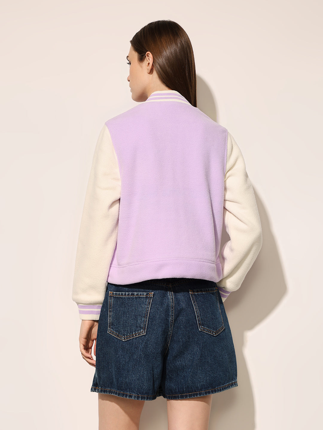 Lavender Varsity Bomber Jacket