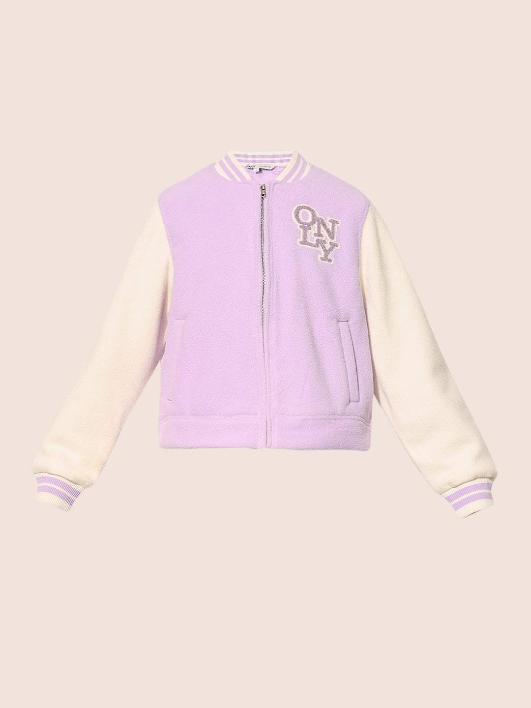 Lavender Varsity Bomber Jacket