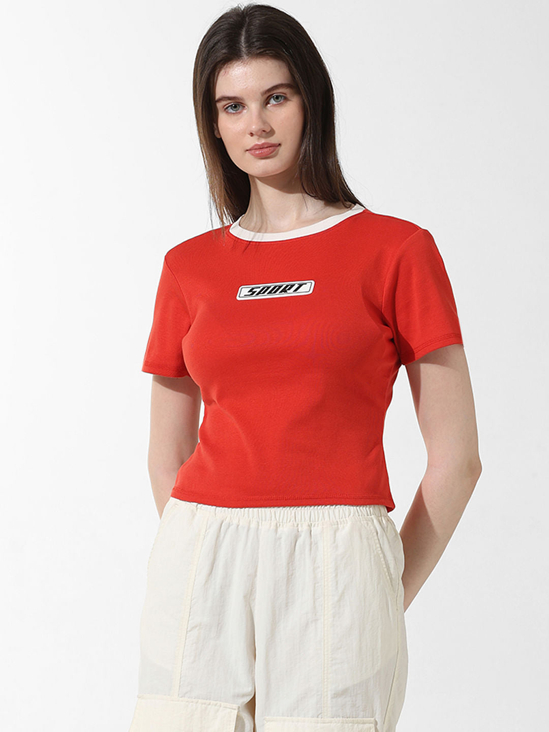 Red Text Print T-Shirt