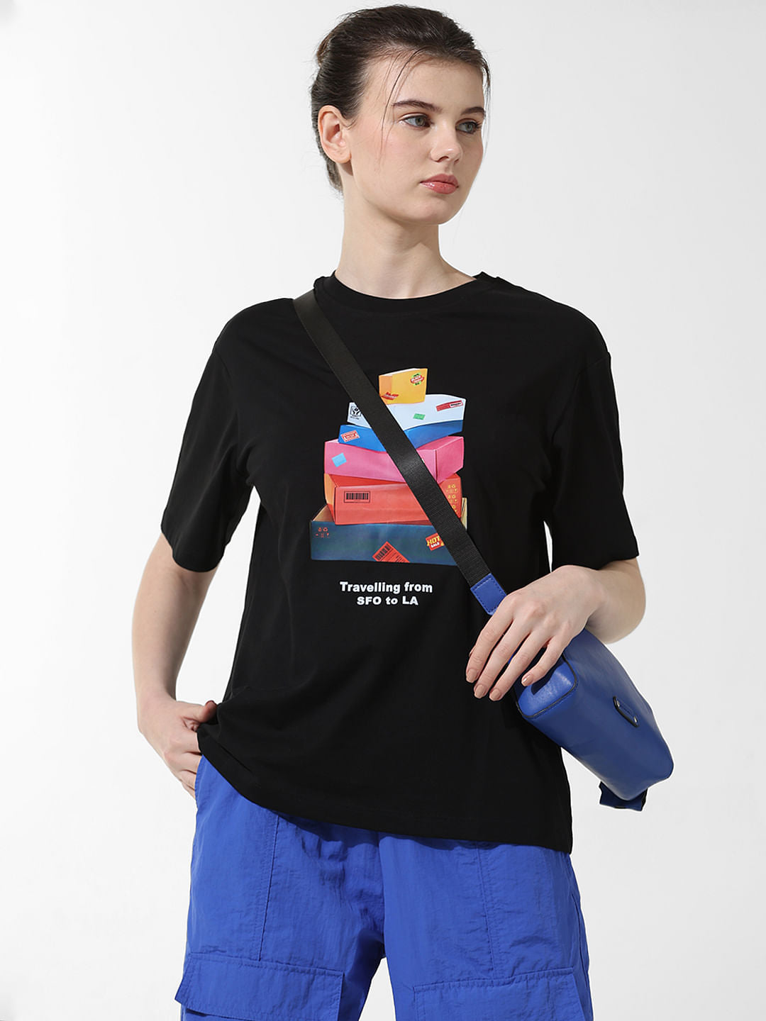 Black Printed Oversized T-Shirt