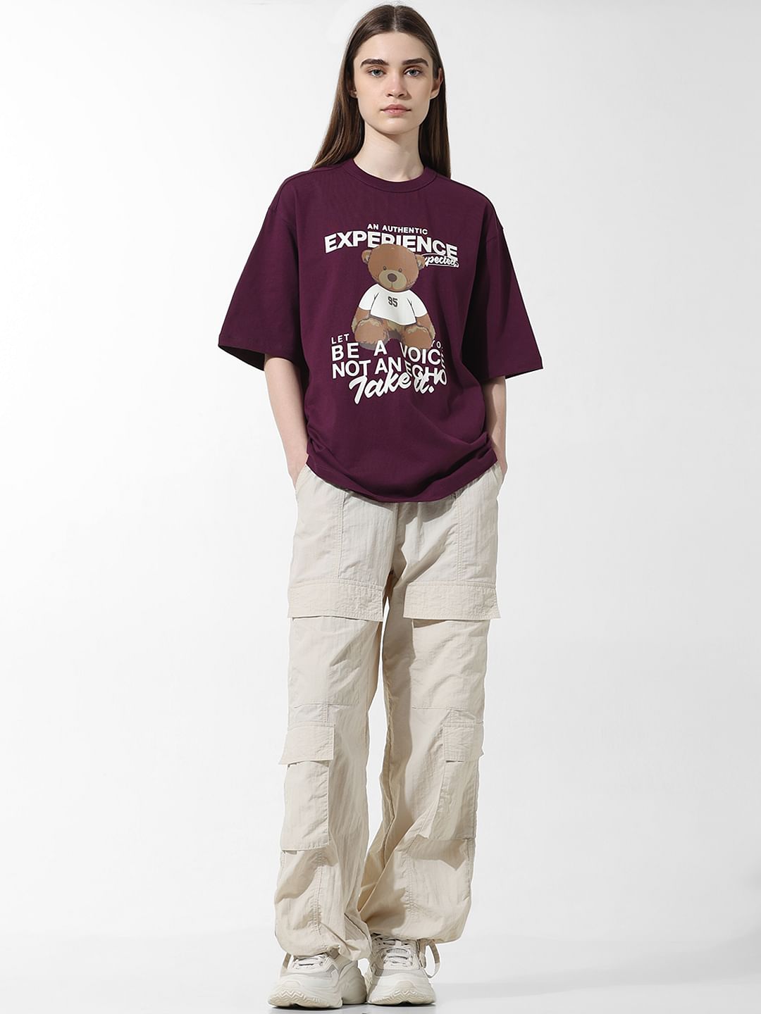 Purple Printed Oversized T-Shirt