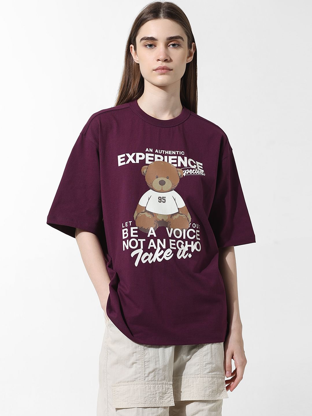 Purple Printed Oversized T-Shirt