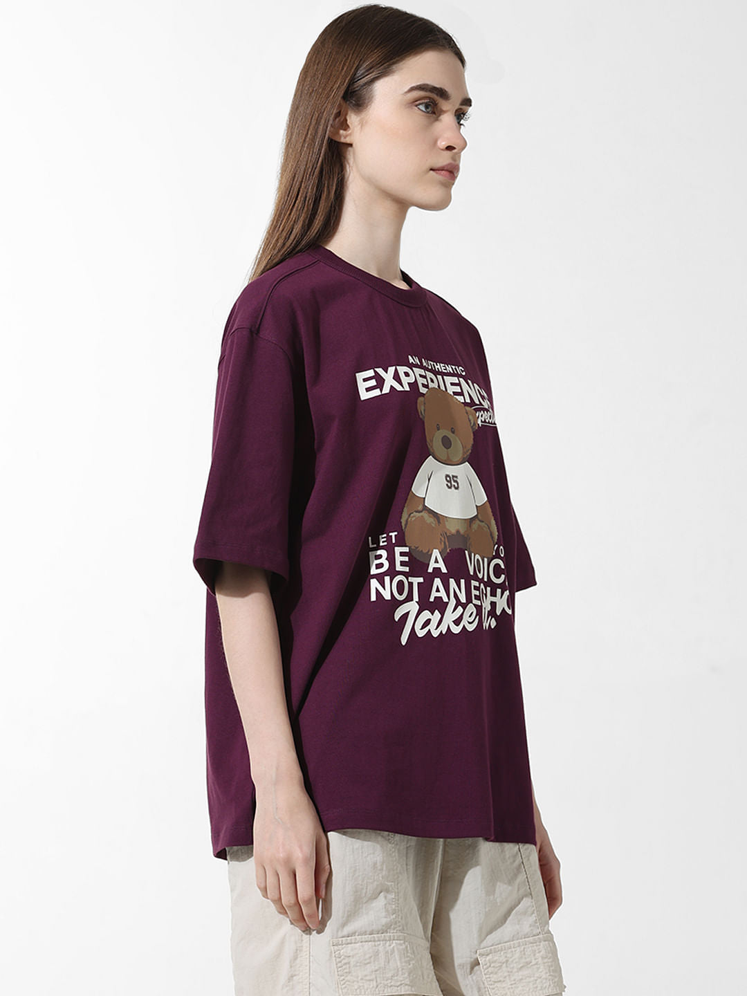 Purple Printed Oversized T-Shirt