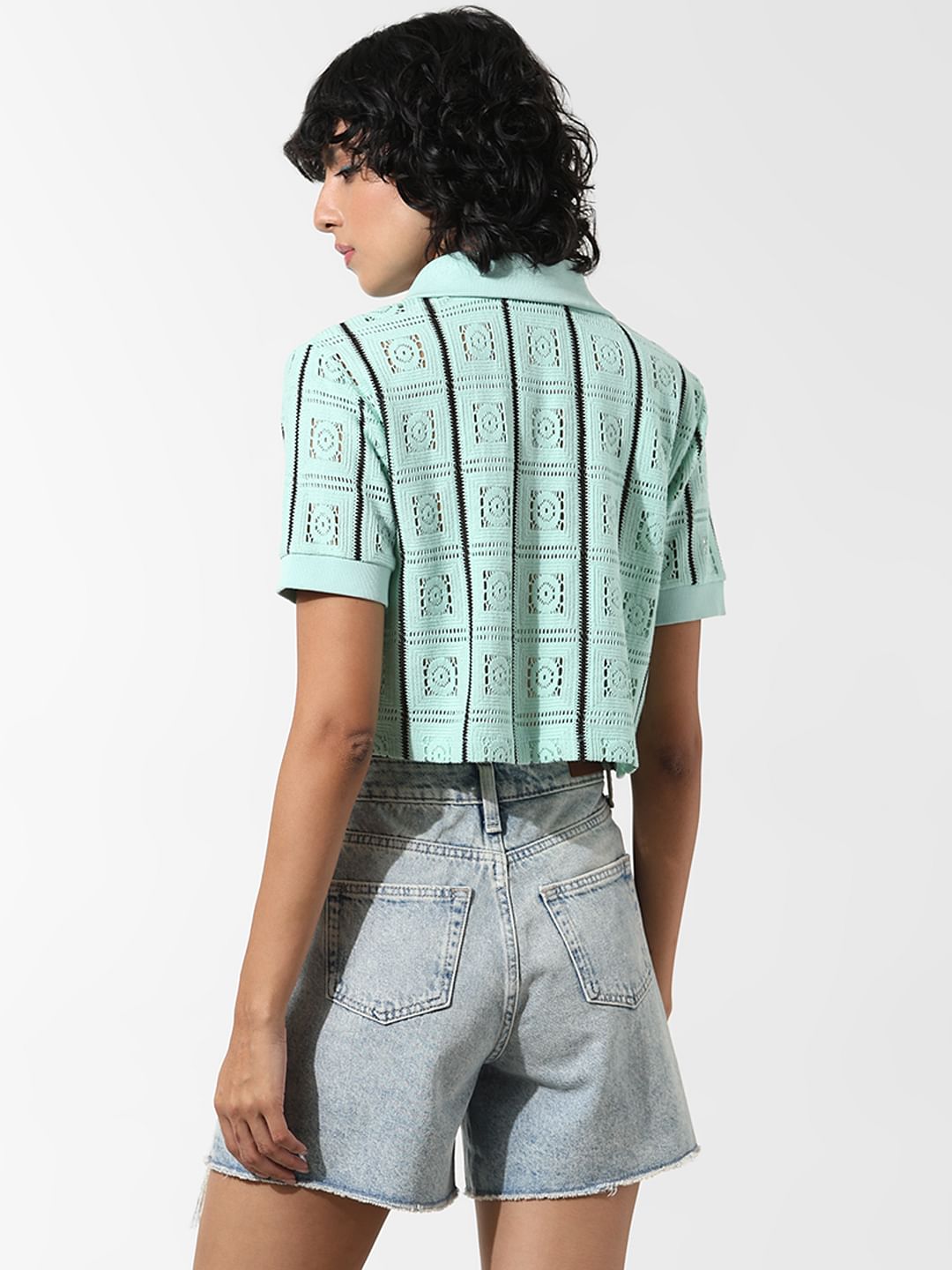 Green Self-Design Polo T-Shirt