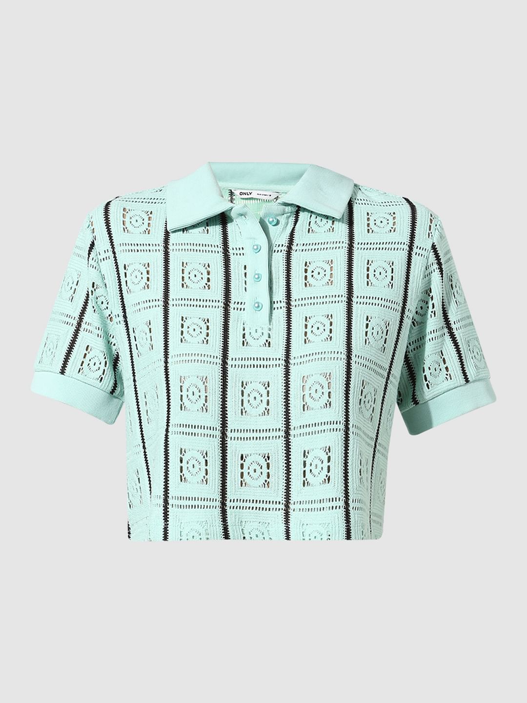 Green Self-Design Polo T-Shirt