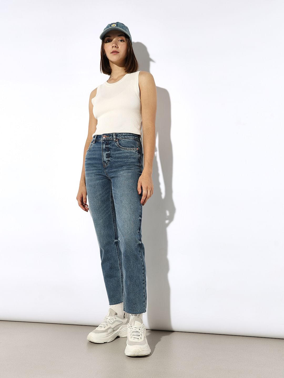 Blue High Rise Erin Straight Fit Jeans