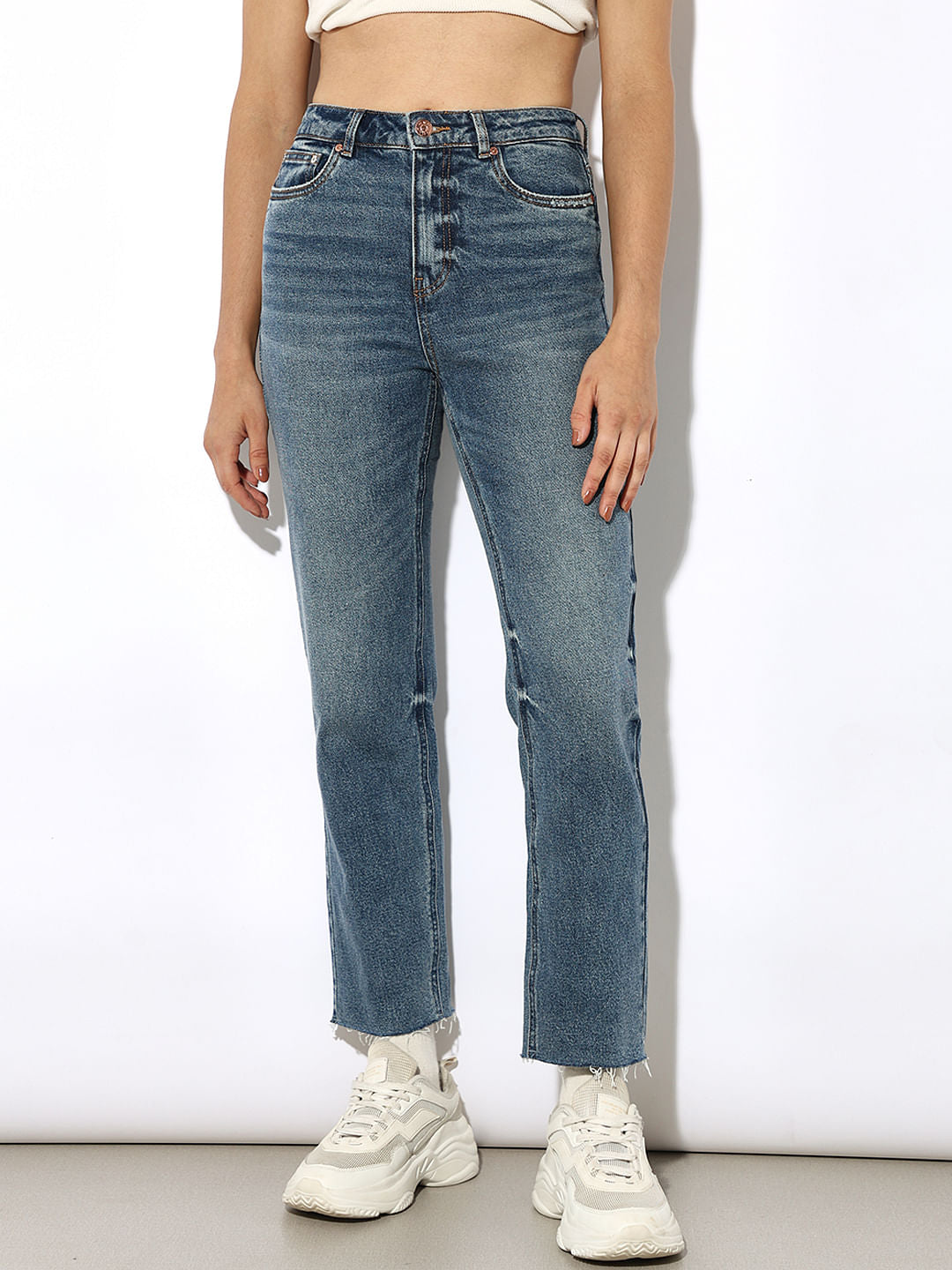 Blue High Rise Erin Straight Fit Jeans