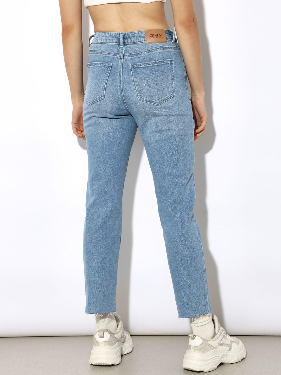Light Blue High Rise Straight Fit Jeans