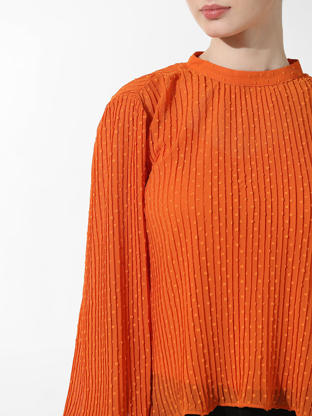 Orange Pleated Top