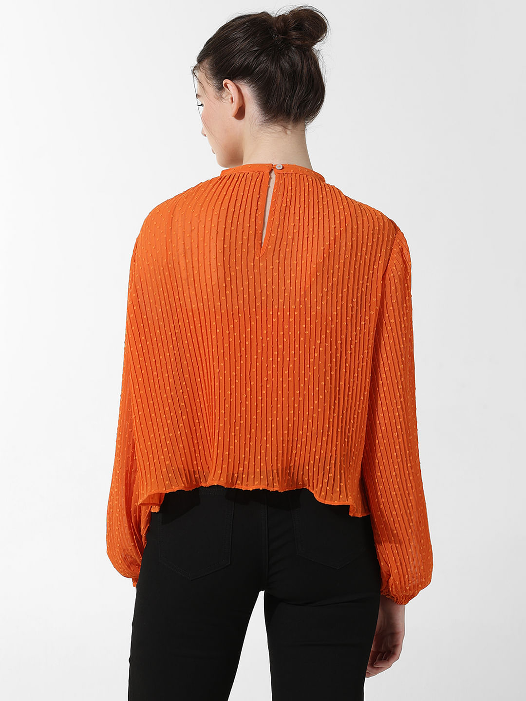 Orange Pleated Top