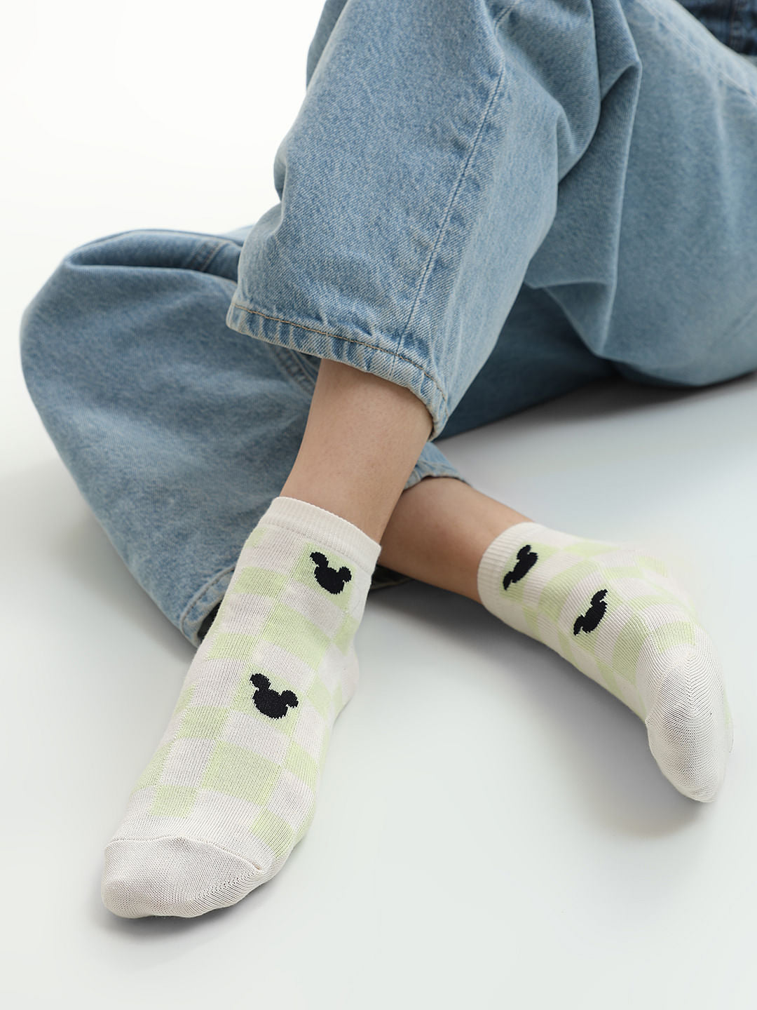 Mickey Pack Of 2 Printed Socks - Black & White