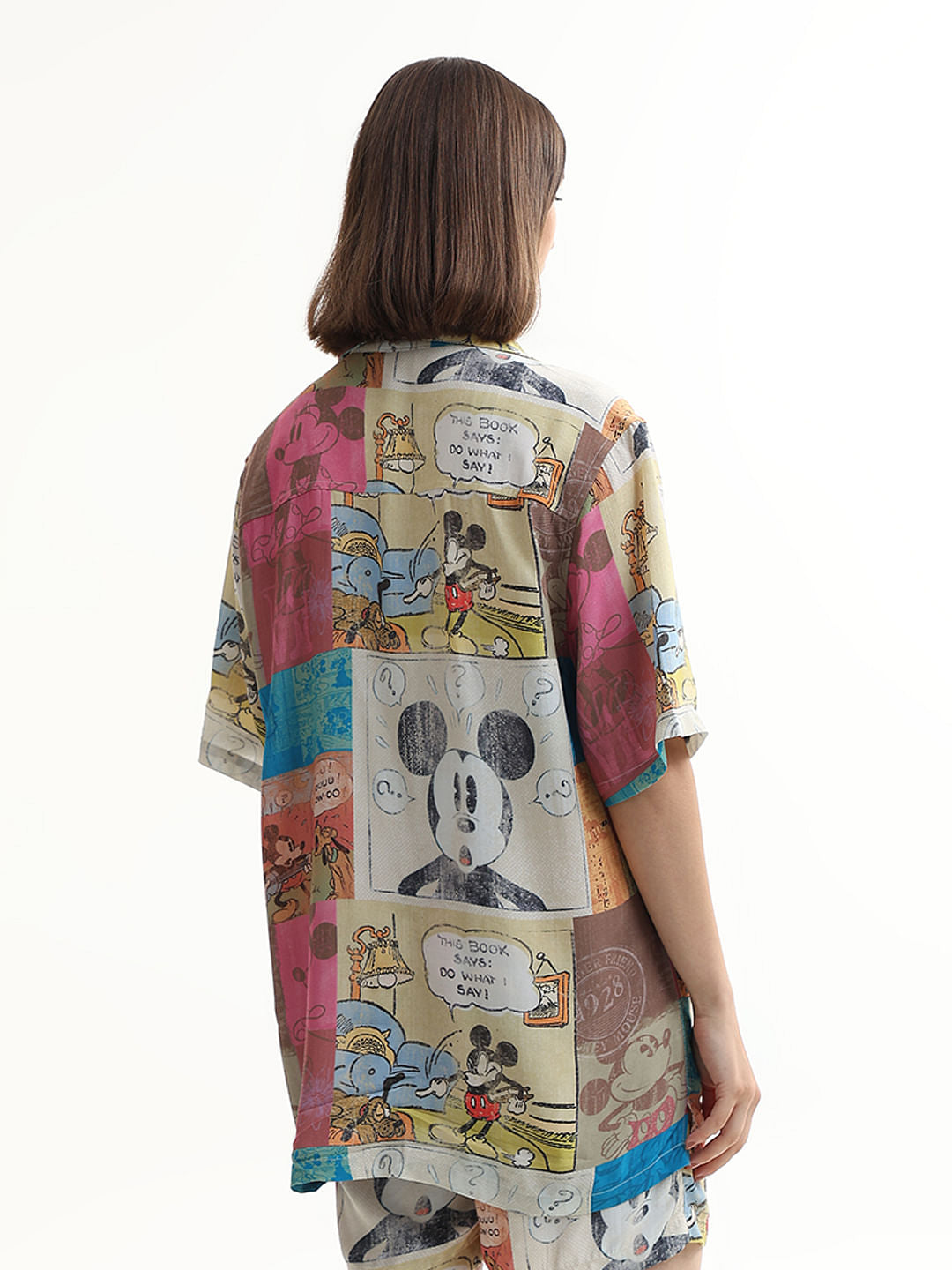 Mickey Beige Printed Unisex Co-Ord Set Shirt